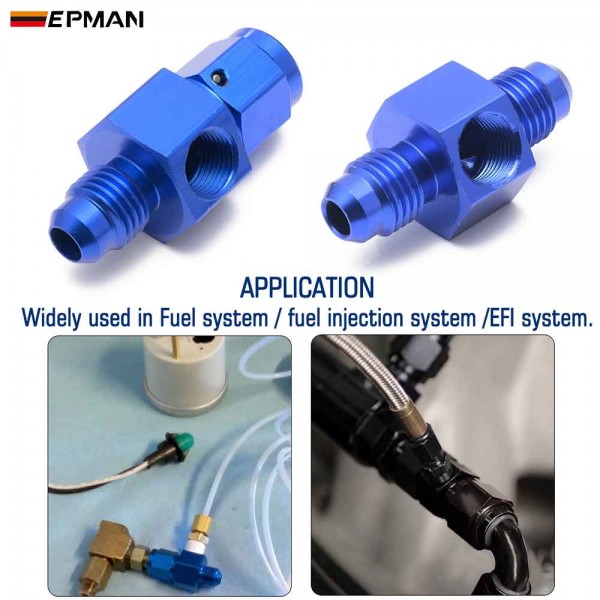 Epman Pcs Blue Aluminum Male Npt Side Port Oil Fuel Pressure An